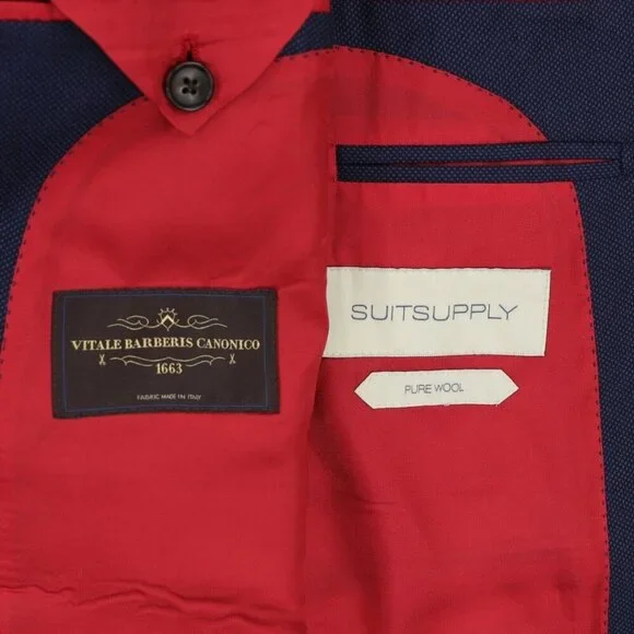 Suitsupply Sienna Ticket Pocket VBC Wool Suit Size 36R Blue Birdseye - Picture 9 of 14